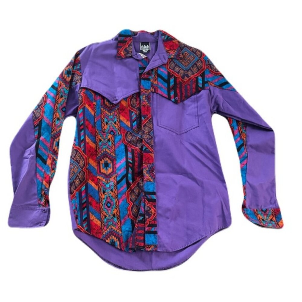 New West Cowboy Threads Medium Purple With Aztec Pattern Made In USA